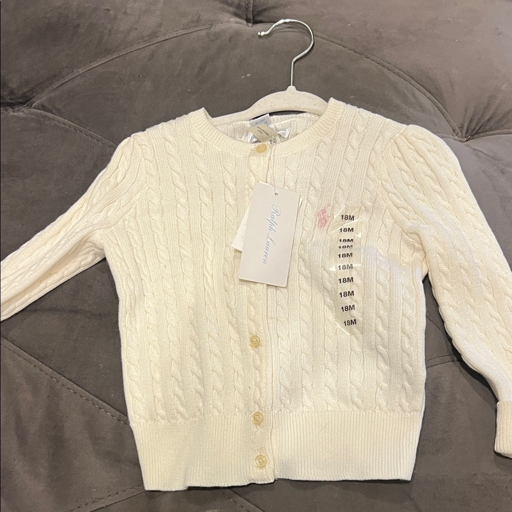 Ralph Lauren kids Ivory Cable Knit Cardigan